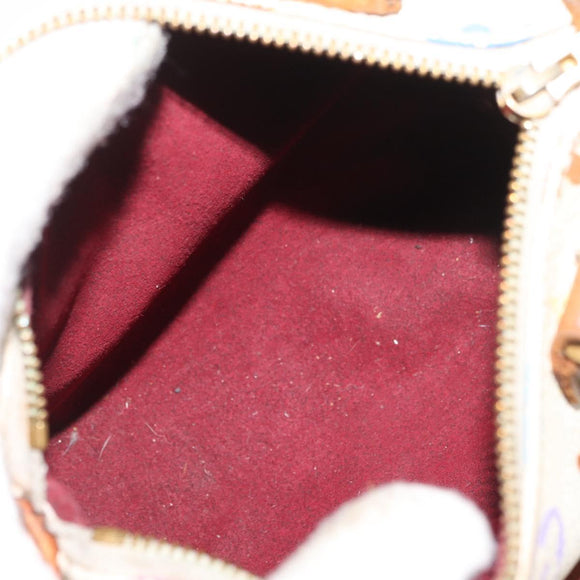 LOUIS VUITTON Monogram Multicolor Mini Speedy Hand Bag White M92645 Auth 177623