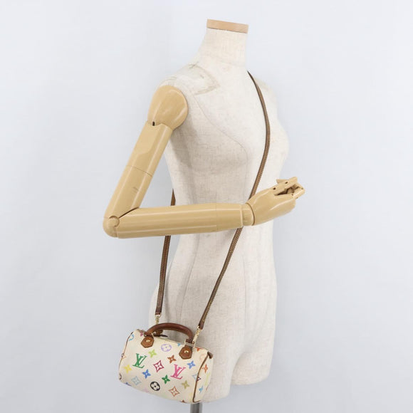 LOUIS VUITTON Monogram Multicolor Mini Speedy Hand Bag White M92645 Auth 177623