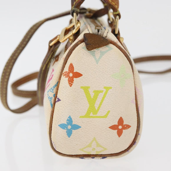 LOUIS VUITTON Monogram Multicolor Mini Speedy Hand Bag White M92645 Auth 177623