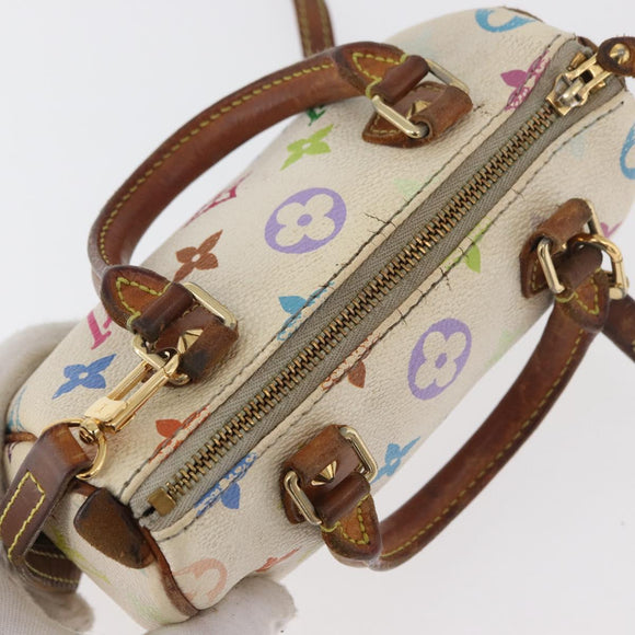 LOUIS VUITTON Monogram Multicolor Mini Speedy Hand Bag White M92645 Auth 177623