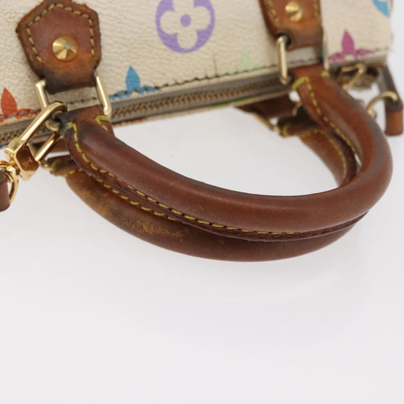 LOUIS VUITTON Monogram Multicolor Mini Speedy Hand Bag White M92645 Auth 177623