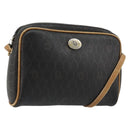 Christian Dior Honeycomb Canvas Shoulder Bag PVC Black Gold Auth 177626-1