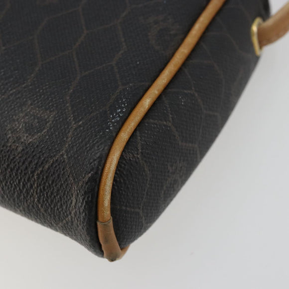 Christian Dior Honeycomb Canvas Shoulder Bag PVC Black Gold Auth 177626