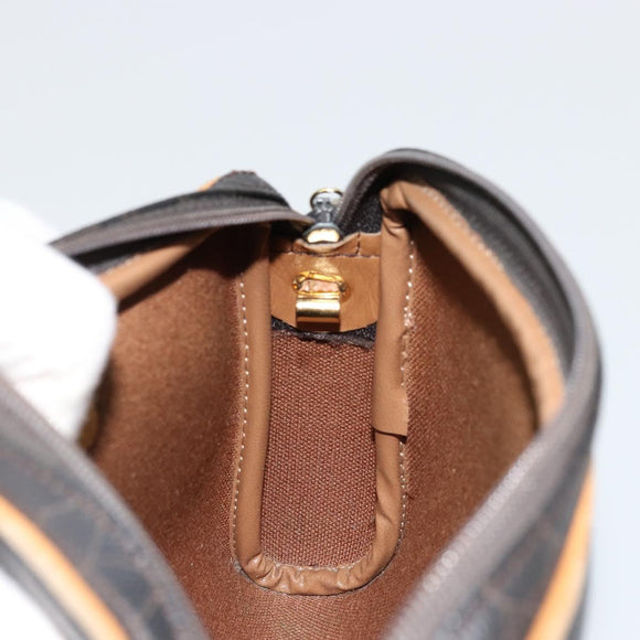 Christian Dior Honeycomb Canvas Shoulder Bag PVC Black Gold Auth 177626