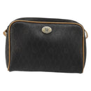 Christian Dior Honeycomb Canvas Shoulder Bag PVC Black Gold Auth 177626-2