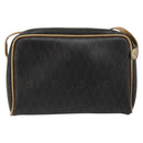 Christian Dior Honeycomb Canvas Shoulder Bag PVC Black Gold Auth 177626-3