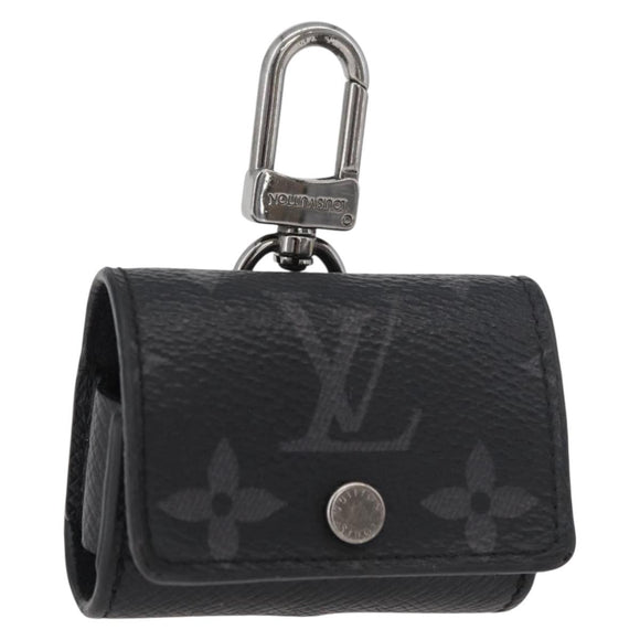 LOUIS VUITTON Monogram Eclipse Etui Earphone Case Zwart N00341 LV Auth 177630A