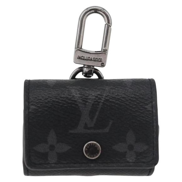 LOUIS VUITTON Monogram Eclipse Etui Earphone Case Zwart N00341 LV Auth 177630A