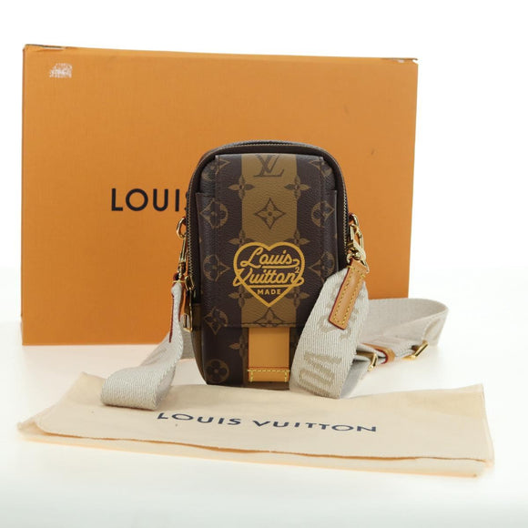 LOUIS VUITTON Monogram Stripe LVxNIGO Double Phone Pouch M81005 LV Auth 177632M