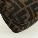 FENDI Zucca Canvas Mamma Baguette Shoulder Bag Brown Black Auth 177645SAV-15