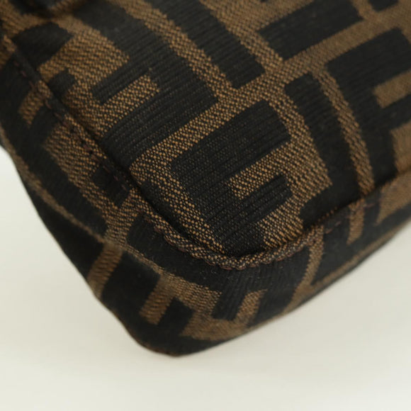 FENDI Zucca Canvas Mamma Baguette Shoulder Bag Brown Black Auth 177645SAV