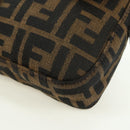 FENDI Zucca Canvas Mamma Baguette Shoulder Bag Brown Black Auth 177645SAV-16