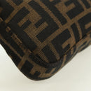 FENDI Zucca Canvas Mamma Baguette Shoulder Bag Brown Black Auth 177645SAV-17