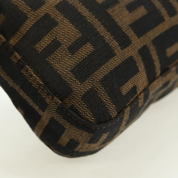 FENDI Zucca Canvas Mamma Baguette Shoulder Bag Brown Black Auth 177645SAV