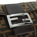 FENDI Zucca Canvas Mamma Baguette Shoulder Bag Brown Black Auth 177645SAV-19