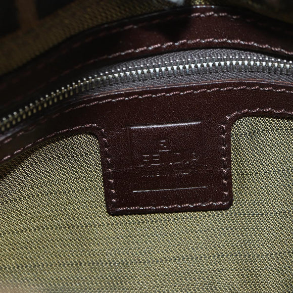 FENDI Zucca Canvas Mamma Baguette Shoulder Bag Brown Black Auth 177645SAV