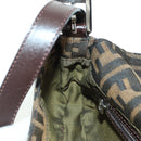 FENDI Zucca Canvas Mamma Baguette Shoulder Bag Brown Black Auth 177645SAV-22