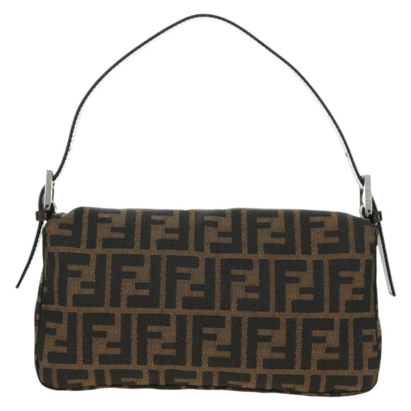 FENDI Zucca Canvas Mamma Baguette Shoulder Bag Brown Black Auth 177645SAV