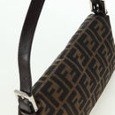 FENDI Zucca Canvas Mamma Baguette Shoulder Bag Brown Black Auth 177645SAV-6