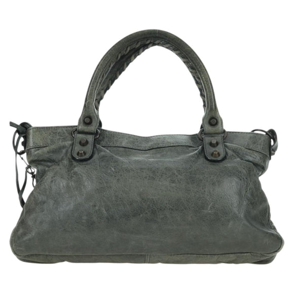 BALENCIAGA The First Hand Bag Leather 2way Gray 103208 Auth 177647SAM