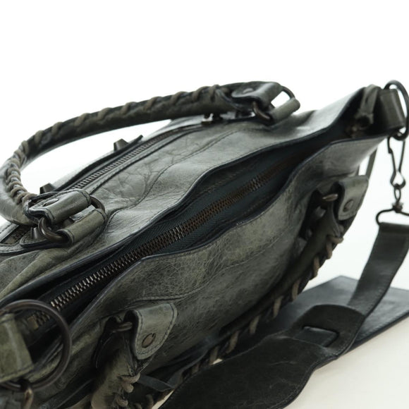 BALENCIAGA The First Hand Bag Leather 2way Gray 103208 Auth 177647SAM