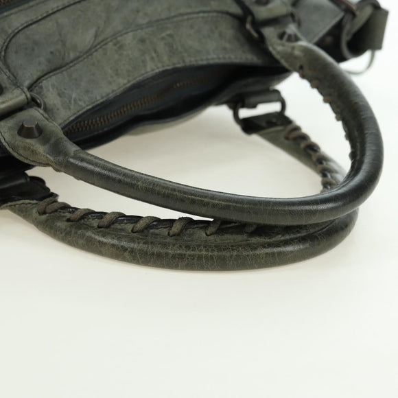 BALENCIAGA The First Hand Bag Leather 2way Gray 103208 Auth 177647SAM