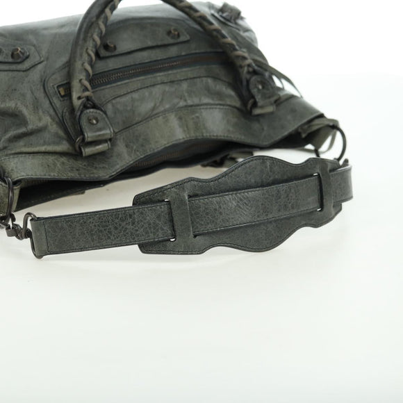 BALENCIAGA The First Hand Bag Leather 2way Gray 103208 Auth 177647SAM