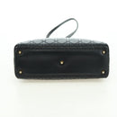 Christian Dior Lady Dior Canage Bag Lamb Skin 2way Black Gold Auth 177649SAM-5