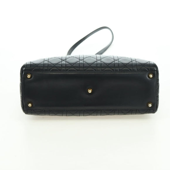 Christian Dior Lady Dior Canage Bag Lamb Skin 2way Black Gold Auth 177649SAM