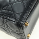 Christian Dior Lady Dior Canage Bag Lamb Skin 2way Black Gold Auth 177649SAM-16