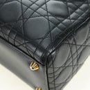 Christian Dior Lady Dior Canage Bag Lamb Skin 2way Black Gold Auth 177649SAM-17