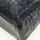 Christian Dior Lady Dior Canage Bag Lamb Skin 2way Black Gold Auth 177649SAM-19