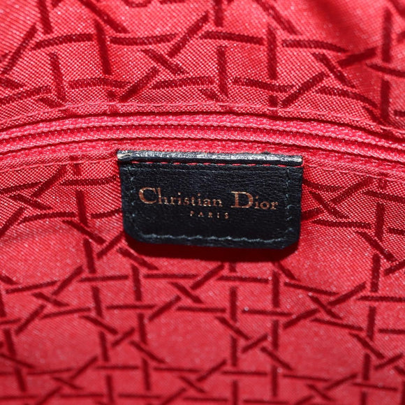 Christian Dior Lady Dior Canage Bag Lamb Skin 2way Black Gold Auth 177649SAM