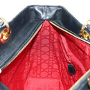 Christian Dior Lady Dior Canage Bag Lamb Skin 2way Black Gold Auth 177649SAM-22
