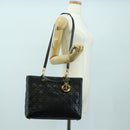 Christian Dior Lady Dior Canage Bag Lamb Skin 2way Black Gold Auth 177649SAM-26