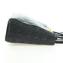 Christian Dior Lady Dior Canage Bag Lamb Skin 2way Black Gold Auth 177649SAM-4