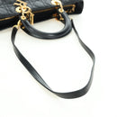Christian Dior Lady Dior Canage Bag Lamb Skin 2way Black Gold Auth 177649SAM-8