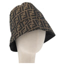 FENDI Zucca Canvas Bucket Hat Black Brown Auth 177661A-1