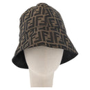 FENDI Zucca Canvas Bucket Hat Black Brown Auth 177661A-2