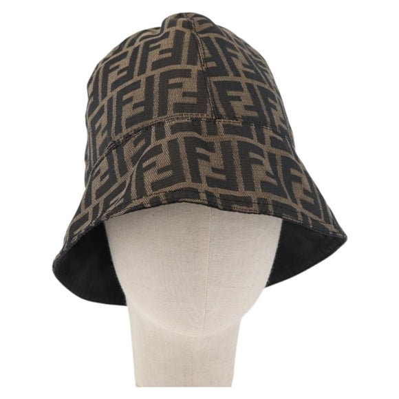 FENDI Zucca Canvas Bucket Hat Black Brown Auth 177661A