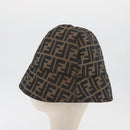 FENDI Zucca Canvas Bucket Hat Black Brown Auth 177661A-4
