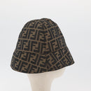 FENDI Zucca Canvas Bucket Hat Black Brown Auth 177661A-5