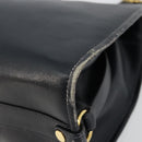 GUCCI Hand Bag Leather Navy Gold Auth 177664-10
