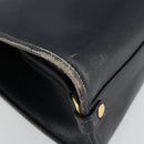 GUCCI Hand Bag Leather Navy Gold Auth 177664-11