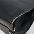 GUCCI Hand Bag Leather Navy Gold Auth 177664-12
