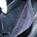 GUCCI Hand Bag Leather Navy Gold Auth 177664-21