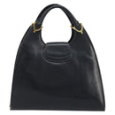 GUCCI Hand Bag Leather Navy Gold Auth 177664-3