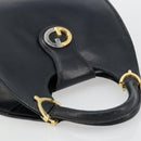 GUCCI Hand Bag Leather Navy Gold Auth 177664-6