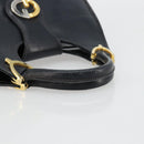 GUCCI Hand Bag Leather Navy Gold Auth 177664-7