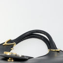 GUCCI Hand Bag Leather Navy Gold Auth 177664-8